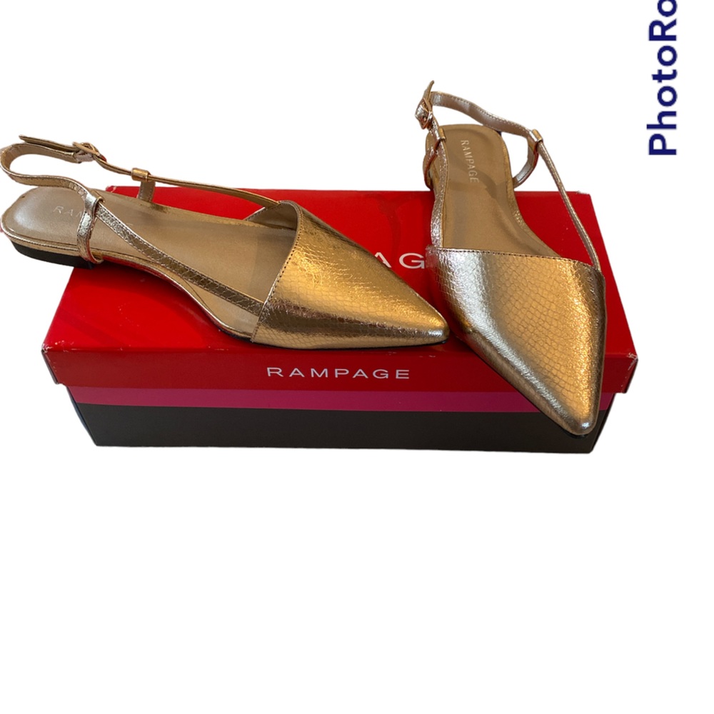 Rampage gold faux snake print flats